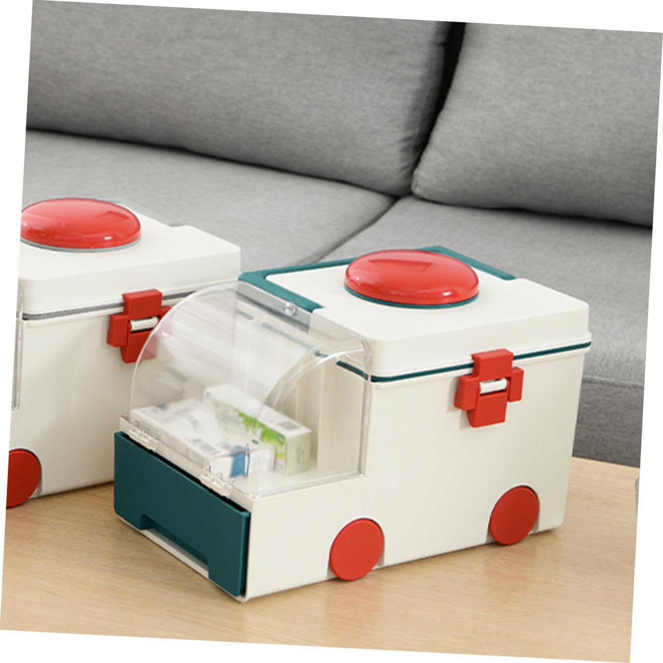 Botiquín Ambulancia de Plástico Pp y As, Caja de Almacenamiento de Medicamentos de Gran Capacidad, Portátil para Hogar y Deportes
