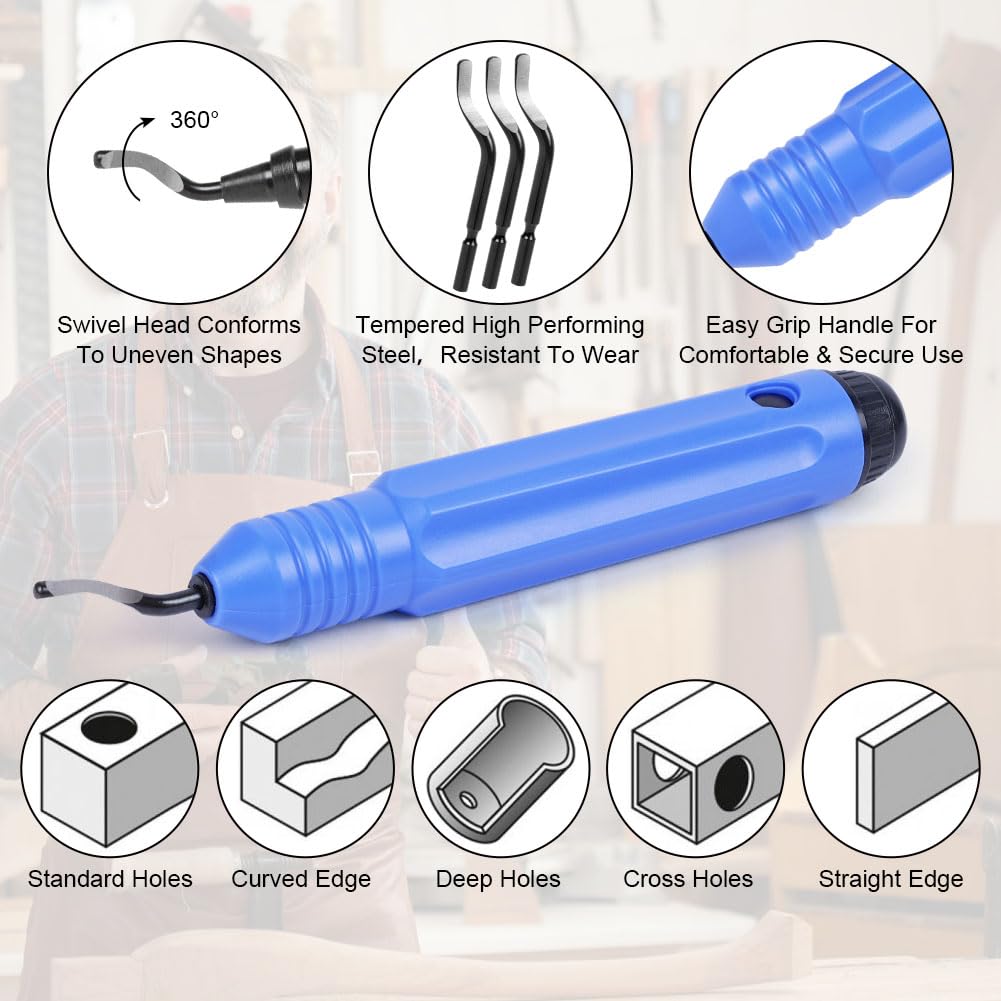 Flintronic Desbarbador Metal 10 pcs Herramienta Desbarbadora Cuchillas de Desbarbado 360° Giratorio Quita Rebabas para Acero Plástico Aluminio Cobre Impresora 3D