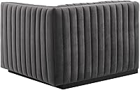Vista 247 de Modway Conjure - Sofá seccional tapizado de terciopelo de alto rendimiento, con canal, silla sin brazos en negro y gris