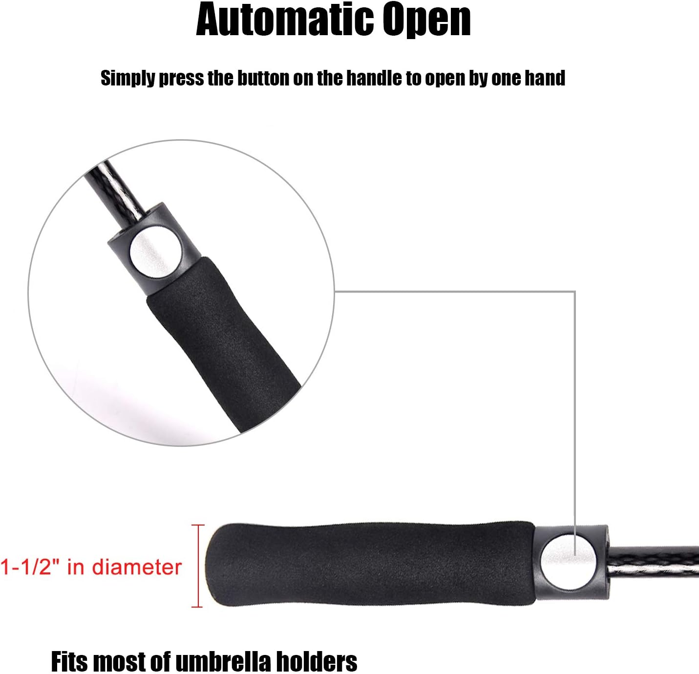 Golf Umbrella Large 58/62/68 Inch Automatic Open Golf Umbrella Extra Large Oversize Double Canopy Vented Umbrella Windproof Waterproof for Men and Women - Image 4