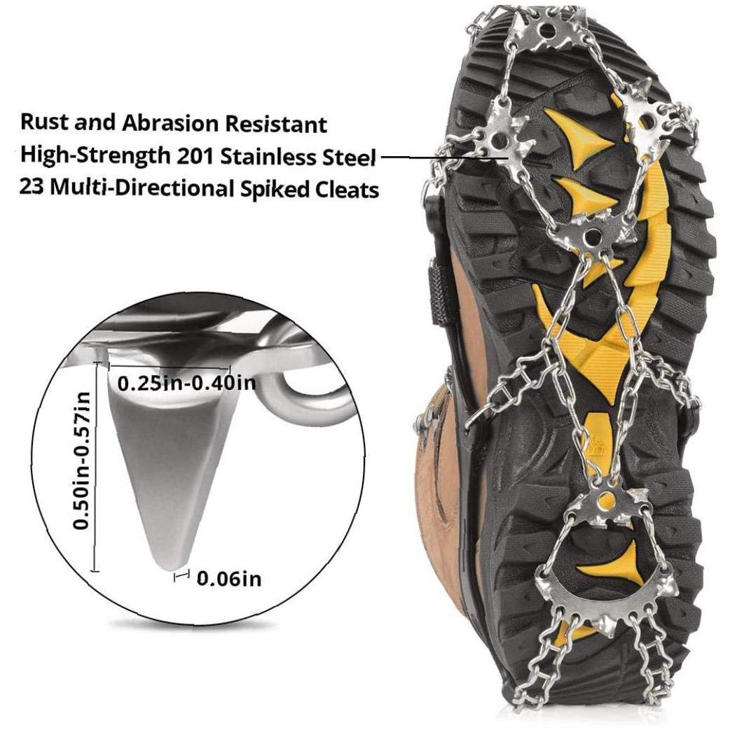 Crampons de Traction Crampons, poignées de Neige glacée pour Chaussures avec 23 Pointes en Acier Inoxydable pour la Marche, Le Jogging, l'escalade, la randonnée sur la Neige et la