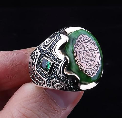 Miniatura 3 de Seal of Solomon-Star of David Ring-Handmade Mens Ring-Agate Stone Ring-Signet Ring Mens-Jewelry Gift For Mens-Silver Rings for Men-Agate Wedding Ring