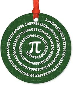Andaz Press Round Metal Christmas Ornament, Math, Value of Pi, 1-Pack, Teacher Graduation Birthday, Includes Ribbon and Bag Math Ornaments for Christmas Tree Math Christmas Ornament
