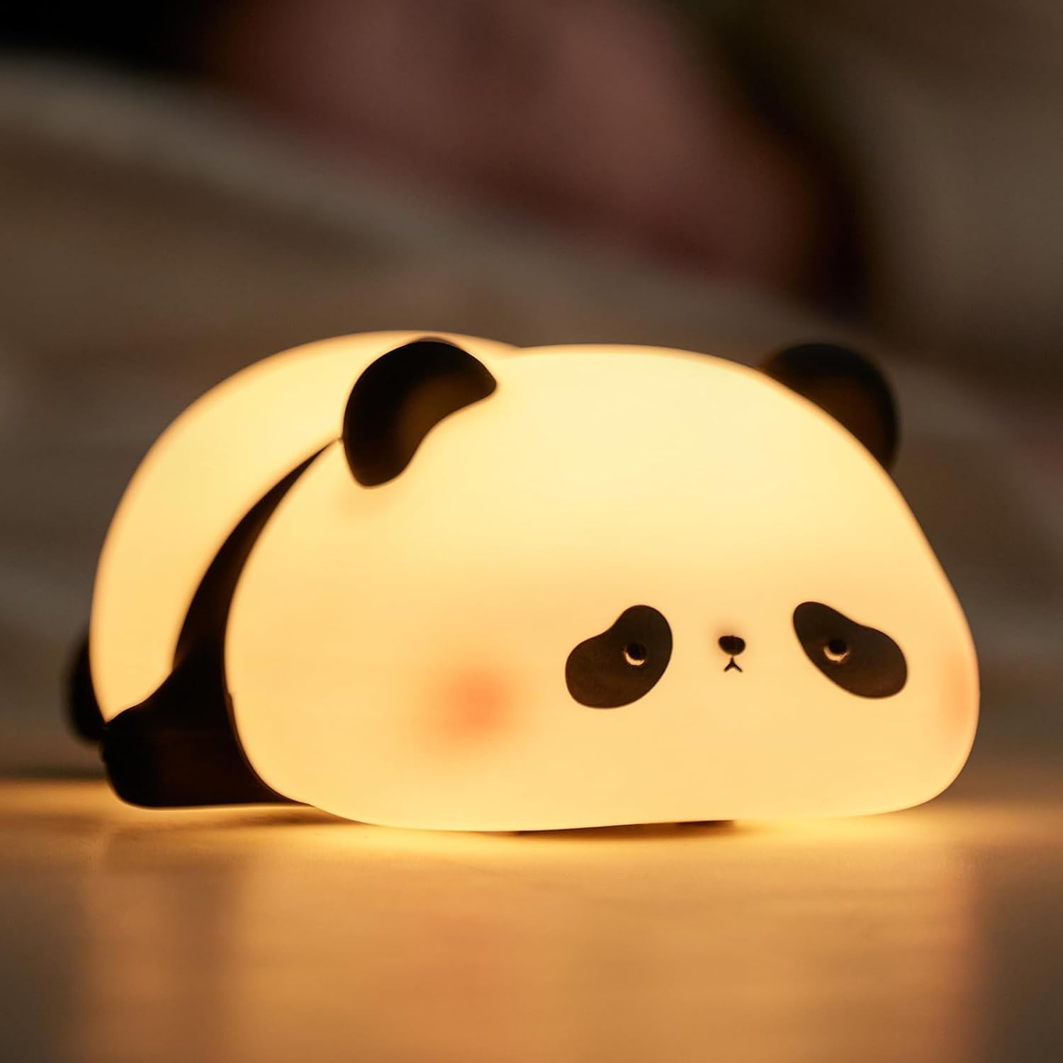 WavesDigital Children's Night Light Panda Lamp, Dimmable Silicone, 3 Light Modes, Touch Control, USB Rechargeable, Timer, for Bedroom, Nursery, Toddler (Panda)
