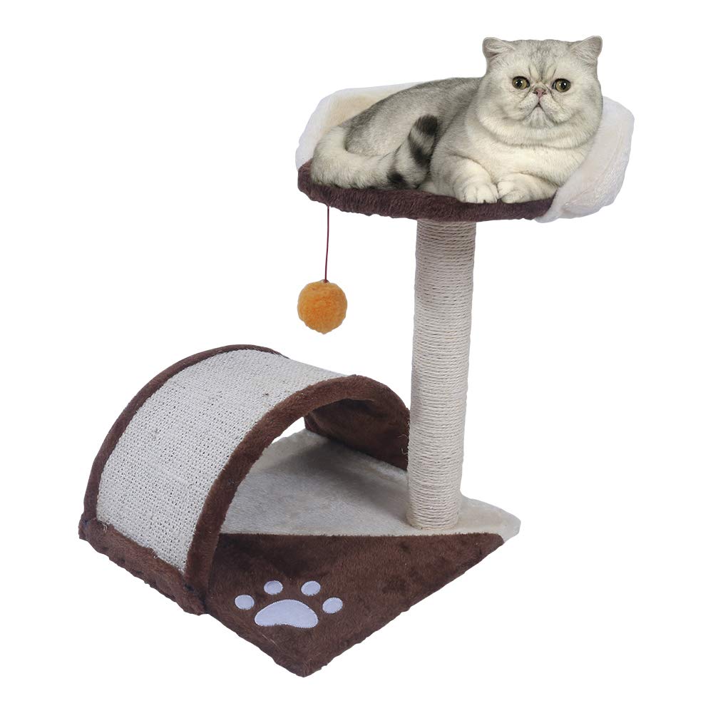hegaed Cat Tree Climbing Tower Condo House Cat Activity Tree with Sisal Scratching Posts for Kitten Activity Centre Playhouse, Pet Furniture Cat Bed Tower Tunnel Toy Brown
