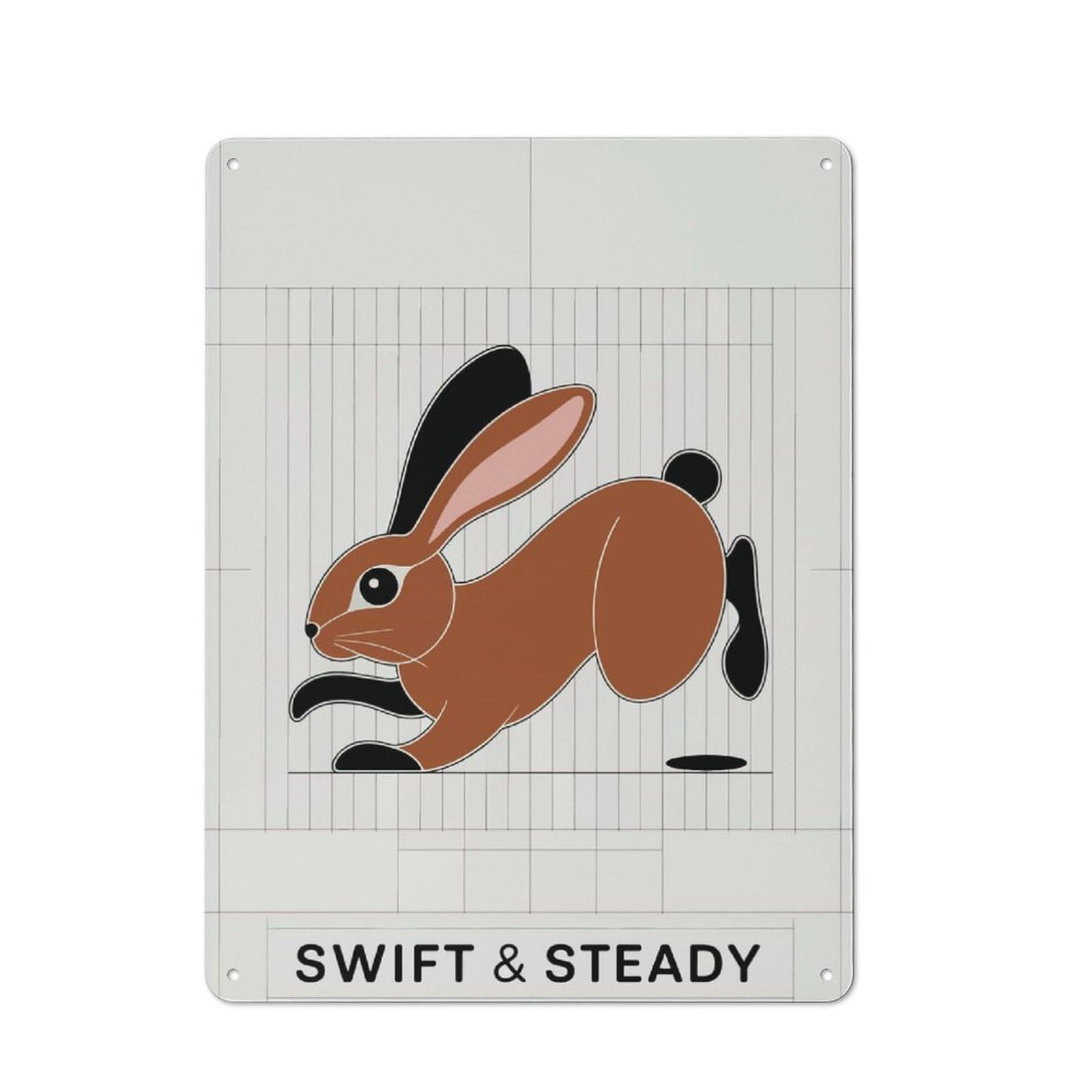Junmoney Swift And Steady Rabbit Illustration Vintage Tin Sign 40X30cm With For Guest Room Or Hallway, For Collectors Decorating Guest Rooms And Hallways