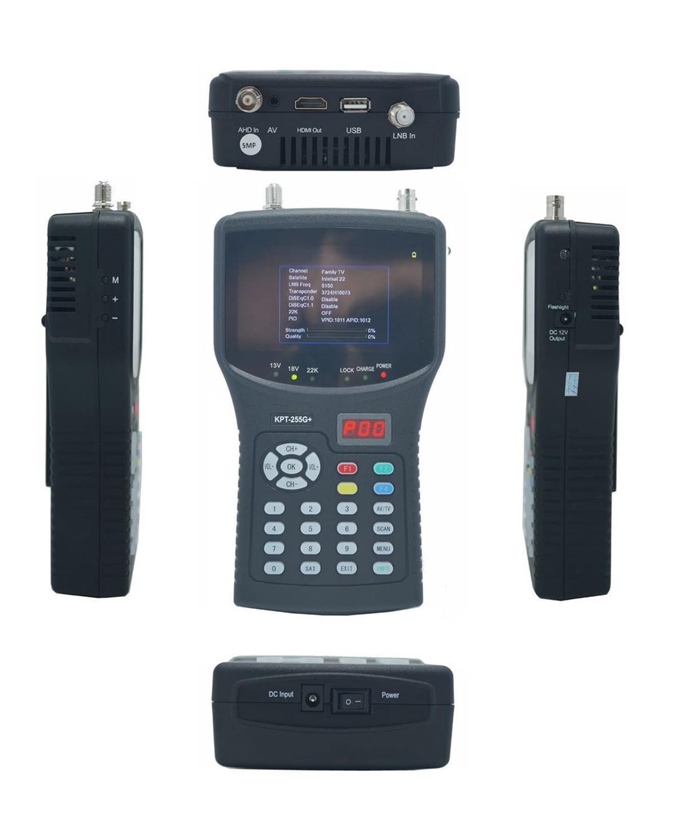 Wyszukiwarka satelitów, KPT-255G + Plus KPT-255G Plus Satellite Finder Test Test CCTV Camera LCD Podświetlenie Przycisk 4,3 cala DVB-S / S2 Test sygnału.