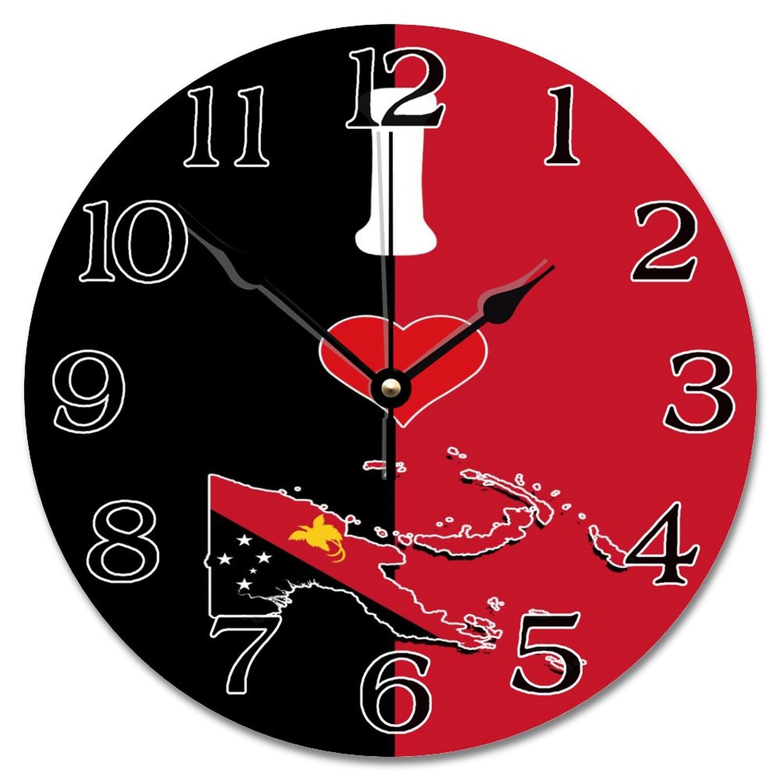 Horloge murale drapeau Papouasie 30,5 cm style vintage et silencieux