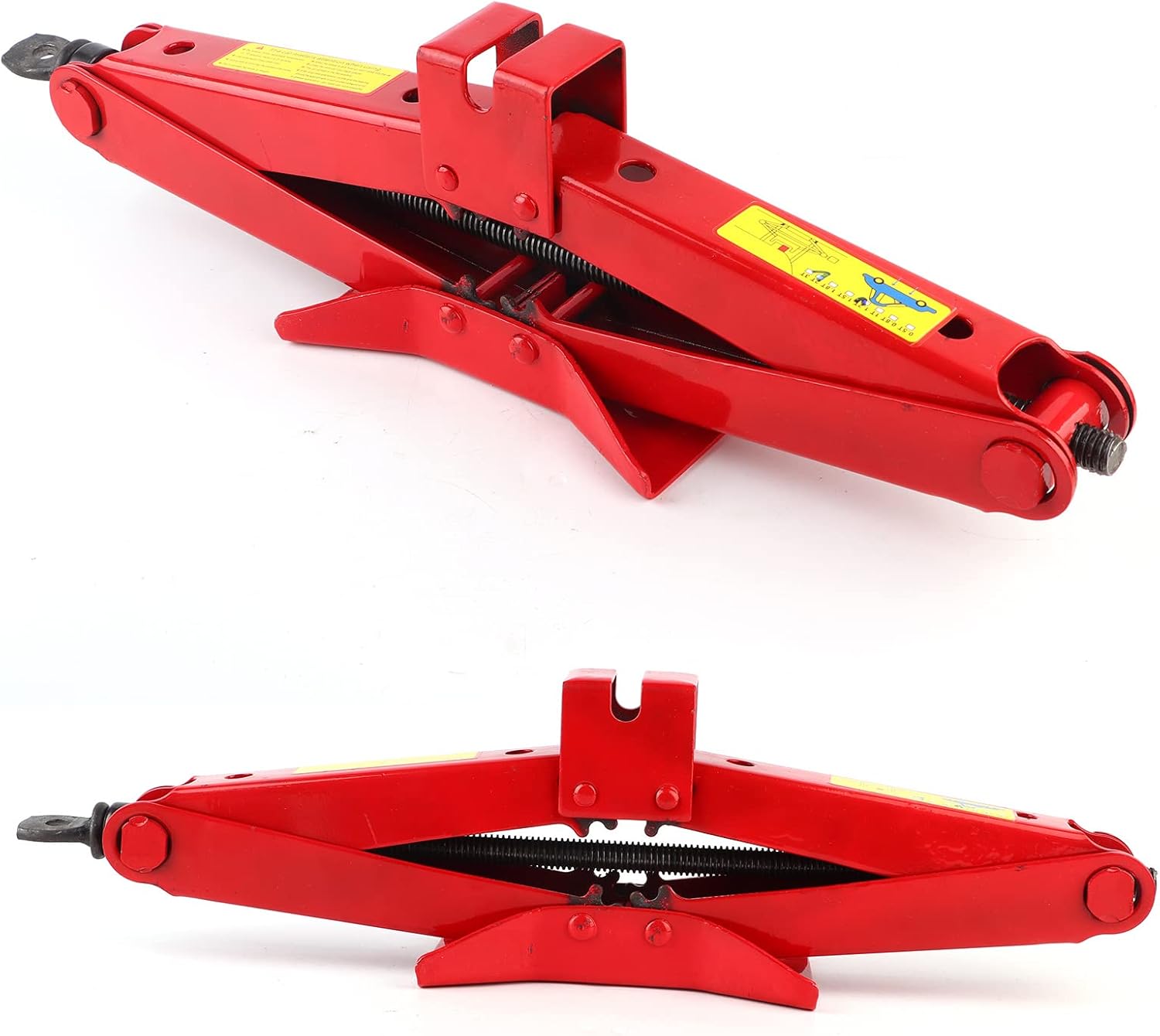 Scissor Jack Professional Car Tire Lifting Tool Safe and Stable for Outdoors, Iron Red, 2T for Different Needs (2T)