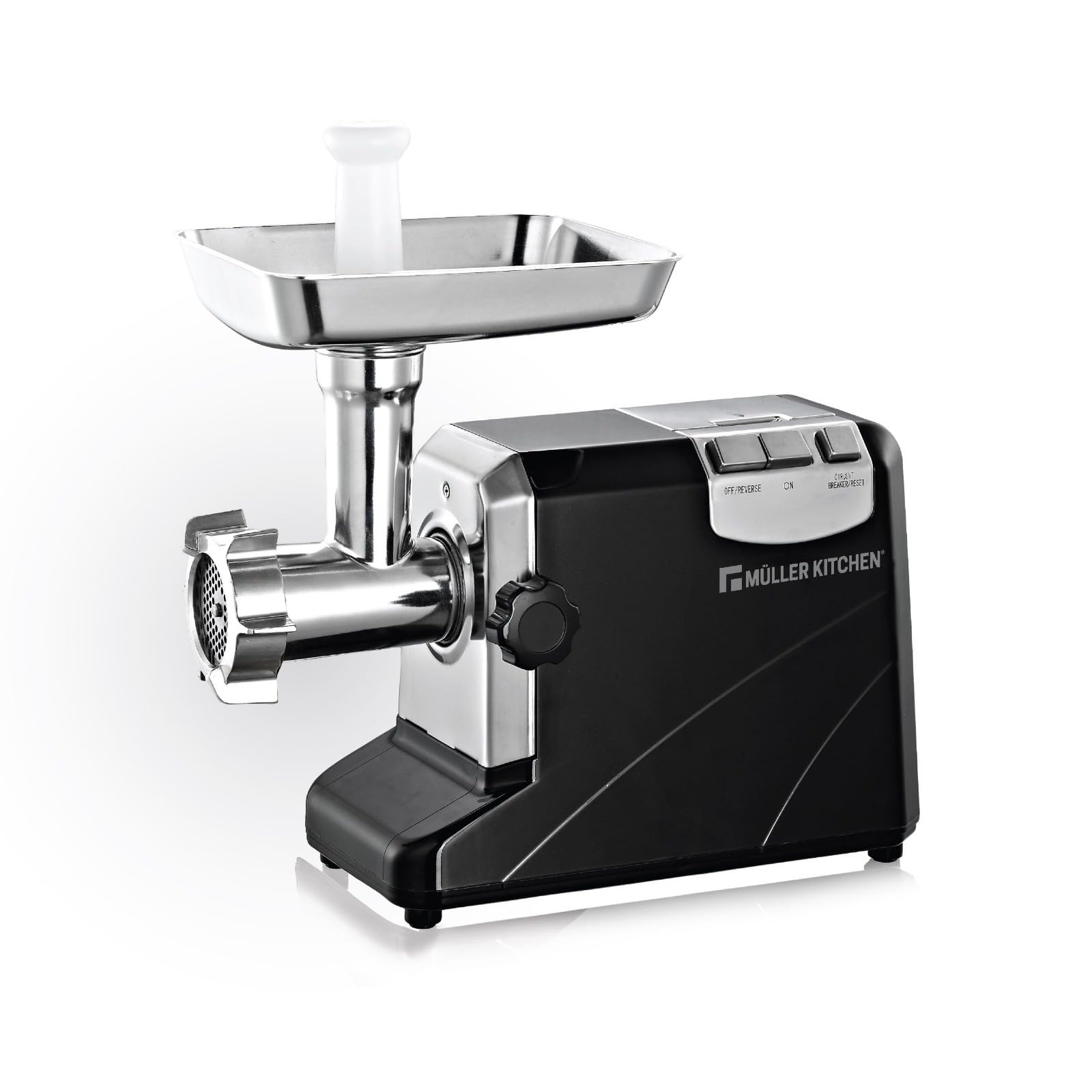 Müller Kitchen MK-6029 - Picadora de carne eléctrica (1800 W, cuerpo de la amoladora de aluminio)