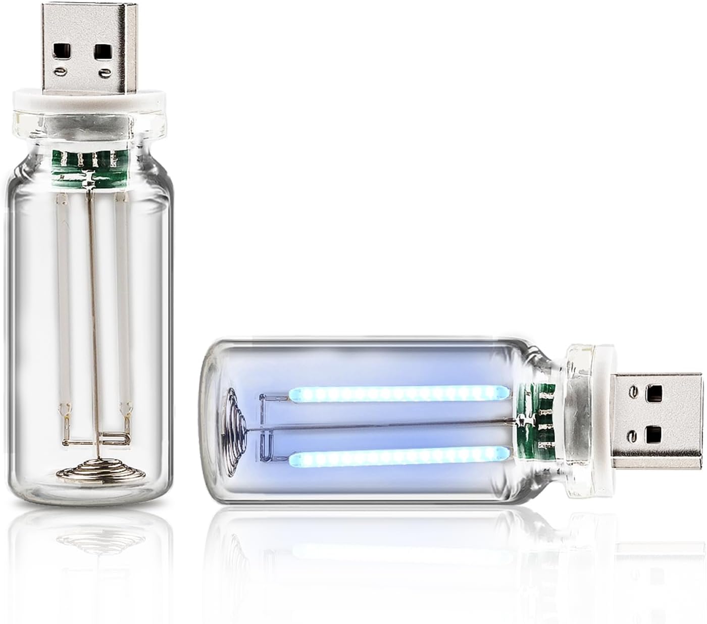 2PCS Car USB Light, Retro Mini Glass Bottle Lamp with Touch Control, Dimmable LED Ambient Light for Car, LED Retro Bulb Glass Bottle Night Light for Decor Bedroom, Camping, Party (Blue)