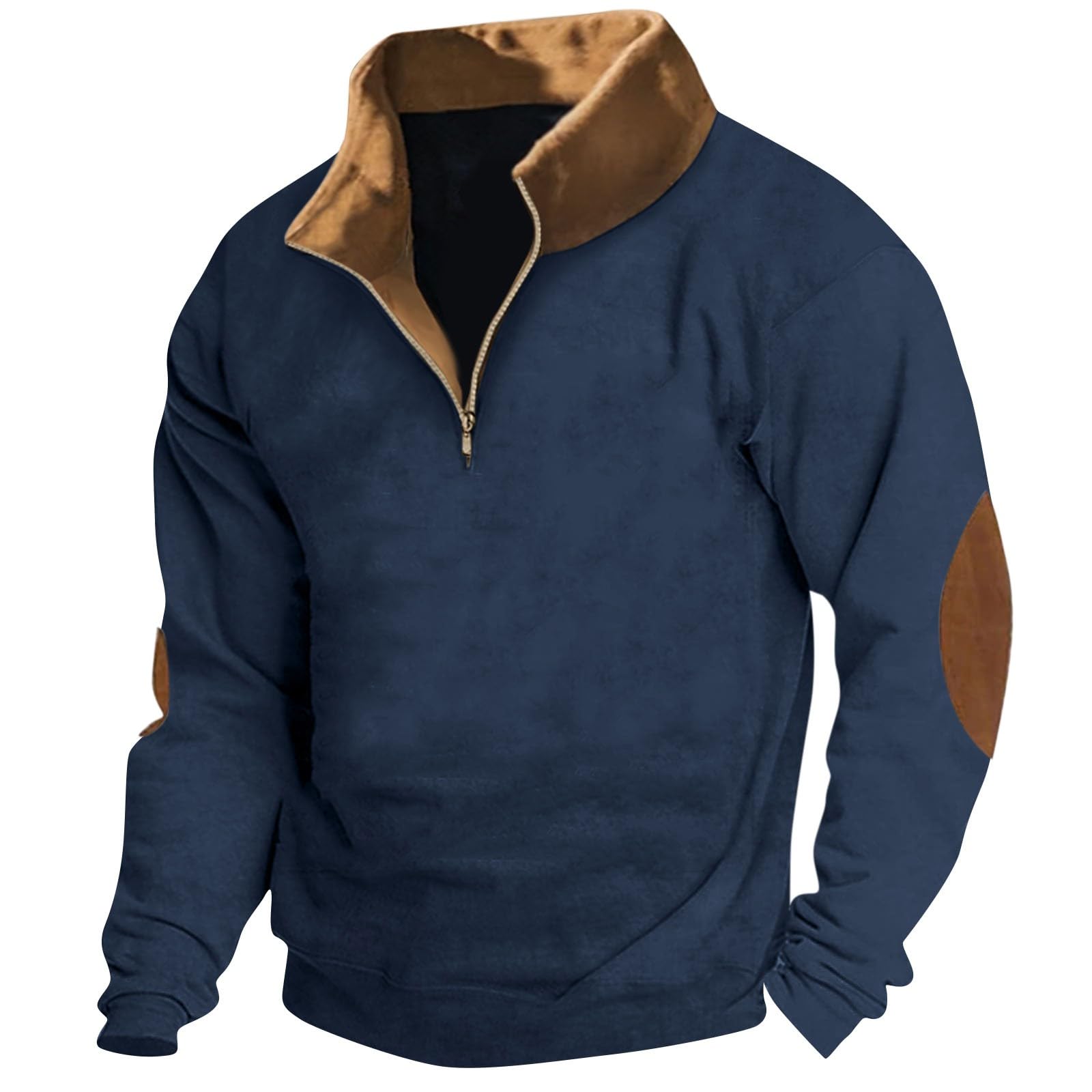 Sweatshirt en Polaire à Manches Longues et Fermeture éclair 1/4 pour Homme 2026 Pull d'hiver Chaudes Pullover Sweater