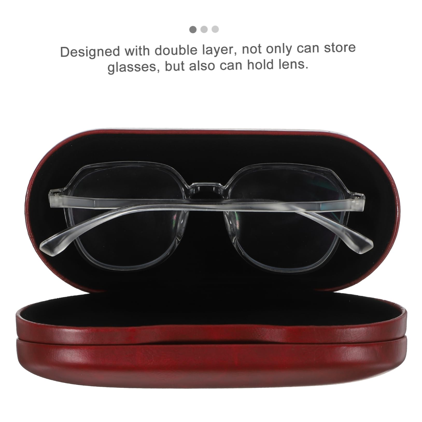BESTYASH 2 Juegos Estuche de anteojos contenedor de anteojos Lentes Organizador para Llevar Gafas Casos Estuche para Gafas y contactos 2 en 1 rígido para os Pinzas PU Rojo