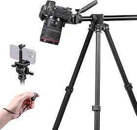 ULANZI MT-65 Horizontal Tripod 69.29' Travel Video Tripod Overhead Camera Tripod, Horizontal Vertical Switch | Bubble Level | Arca QR Plate | Wireless Remote, for DSLR Camera Phone
