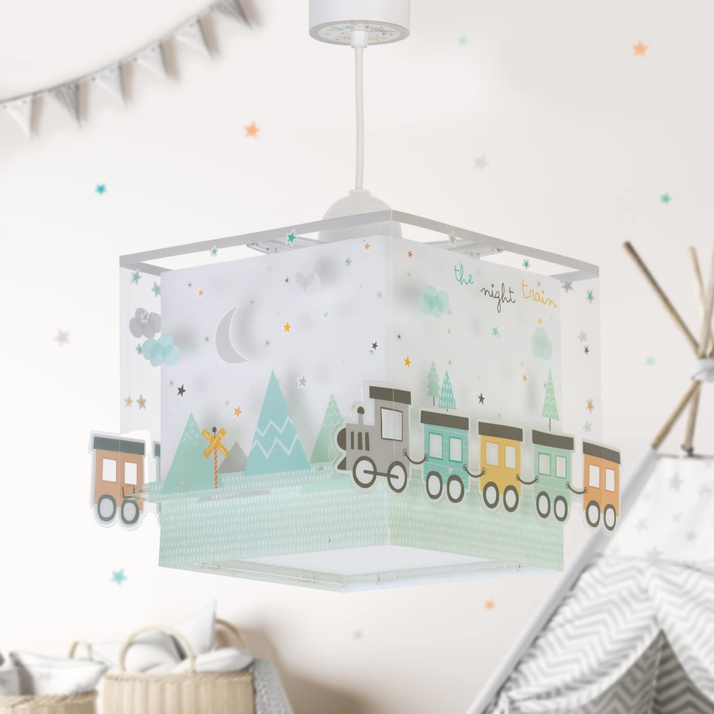 Dalber - Lampada da soffitto E-27, Il treno notturno, Multicolore, 24 x 32 x 21.5