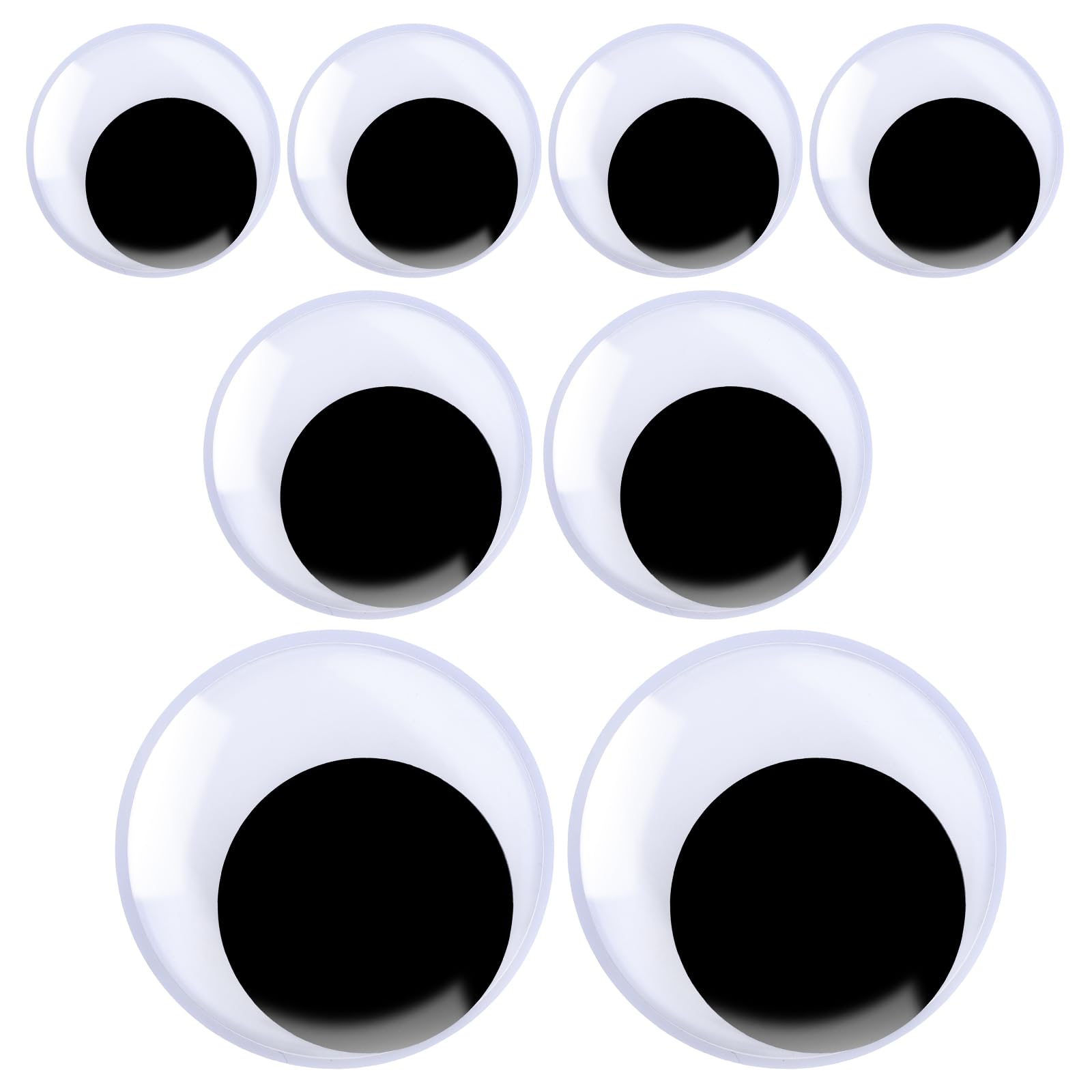 Telooco 8 Pack Large Googly Eyes, 2/3/4 Inch Self Adhesive Giant Wiggle Eyes for Crafting Plastic Black White Big Googly Eye Stickers for Crafts Car Model Christmas Tree Halloween Party Decorations