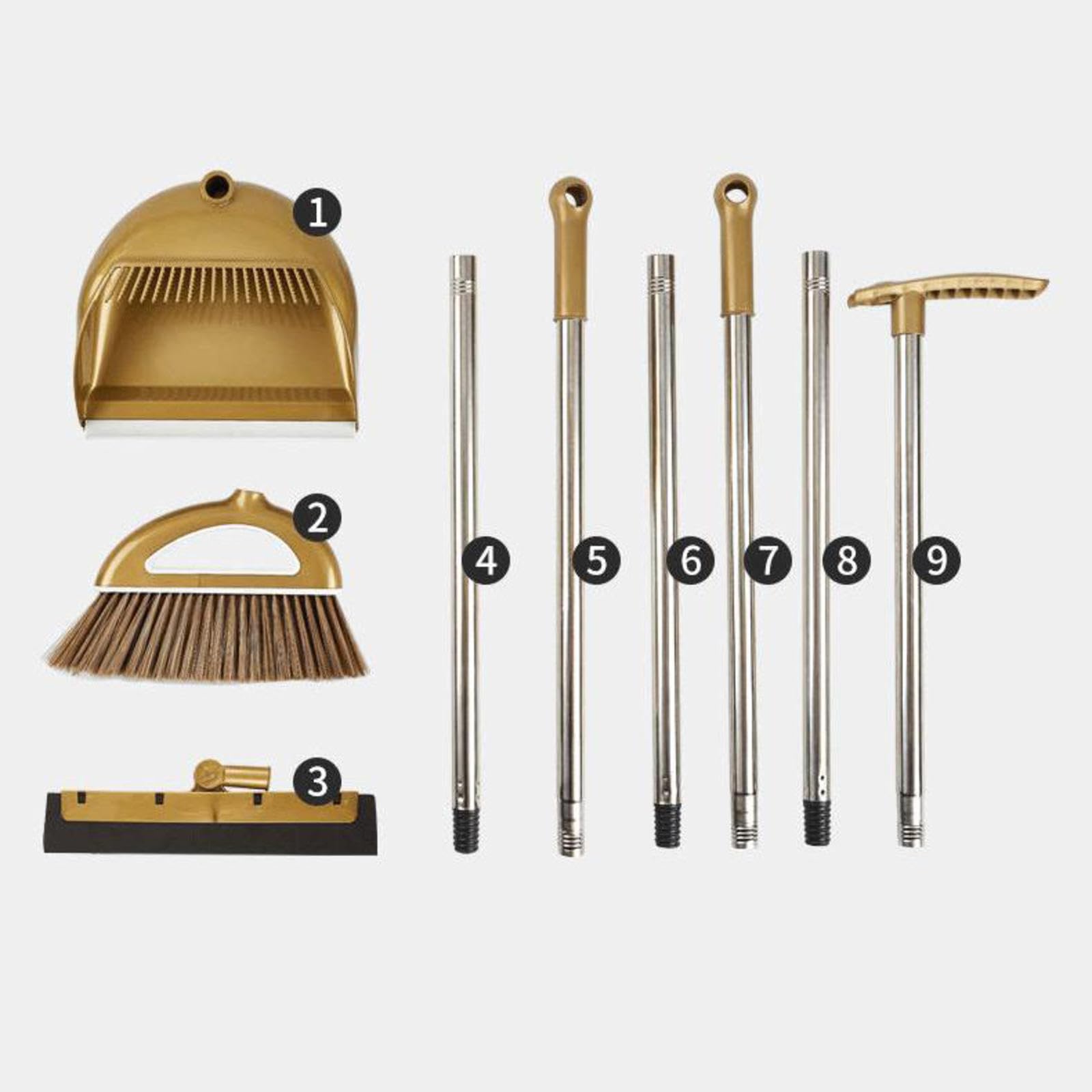 NIBHZ Juego Combinado de Escoba con Recogedor, Escoba y Recogedor para El Hogar, Escoba de Cocina para Barrer Interiores y Exteriores, Recogedor con Mango Largo, Escoba con Recogedor