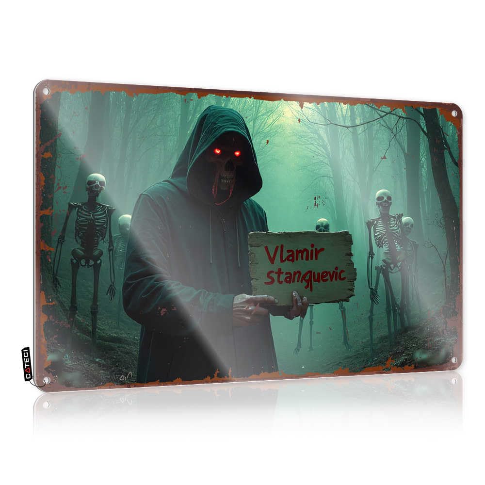 Fzfn Colour Spooky Forest With Red-Eyed Figure Holding Sign Nice Pretty - Cute Bathroom Decor Art Wall Art Decoration(30X40cm)