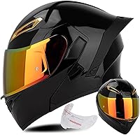 Vista 1 de Casco de cara completa abatible para motocicleta con doble visera solar, aprobado por ECE/DOT, casco de motocross para scooter, turismo, bicicleta