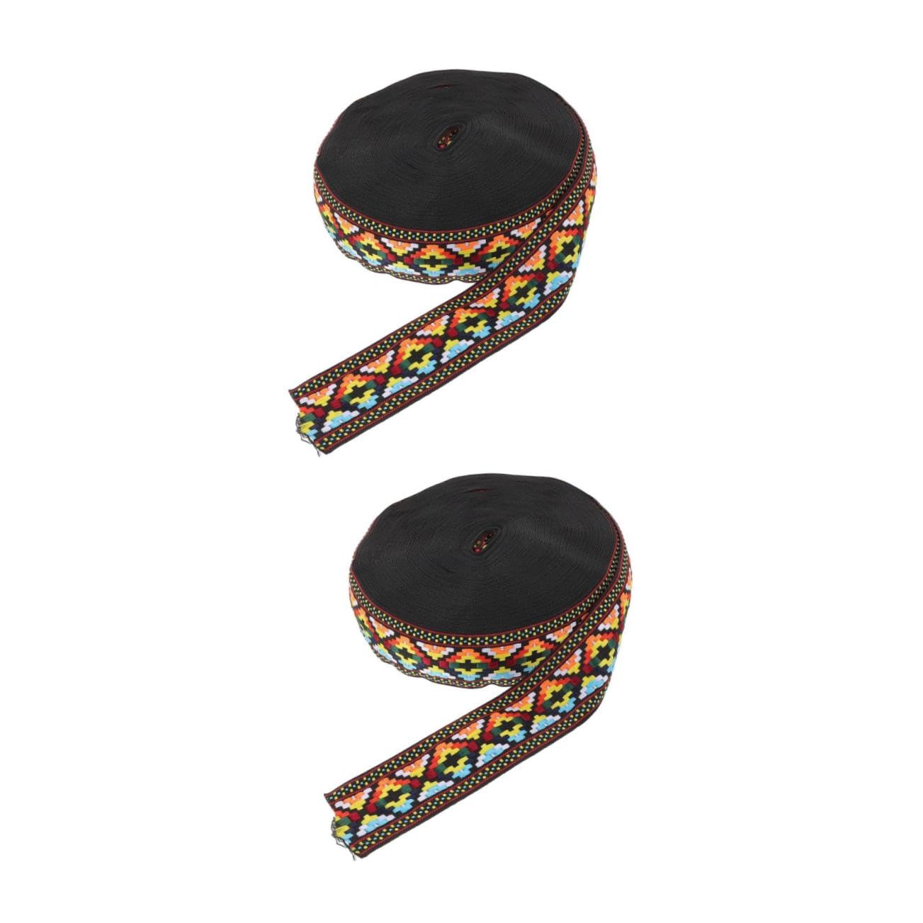 Gadpiparty 2 Rollen Ethnisches Jacquard Webband Rolle Dekoratives DIY Bastelband Zweifarbiges Langlebiges Geschenkverpackungsband Vielseitig für Party und Geschenkdeko Blau