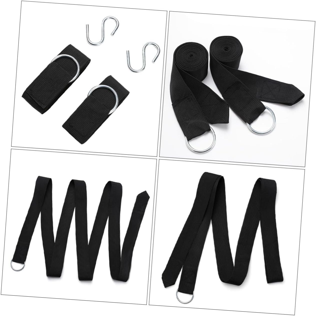 Kisangel 6pcs Adjustable Nylon Hammock Rope Tree Straps with Heavy-Duty S Hooks for Outdoor Swing Hanging and Hammock Support