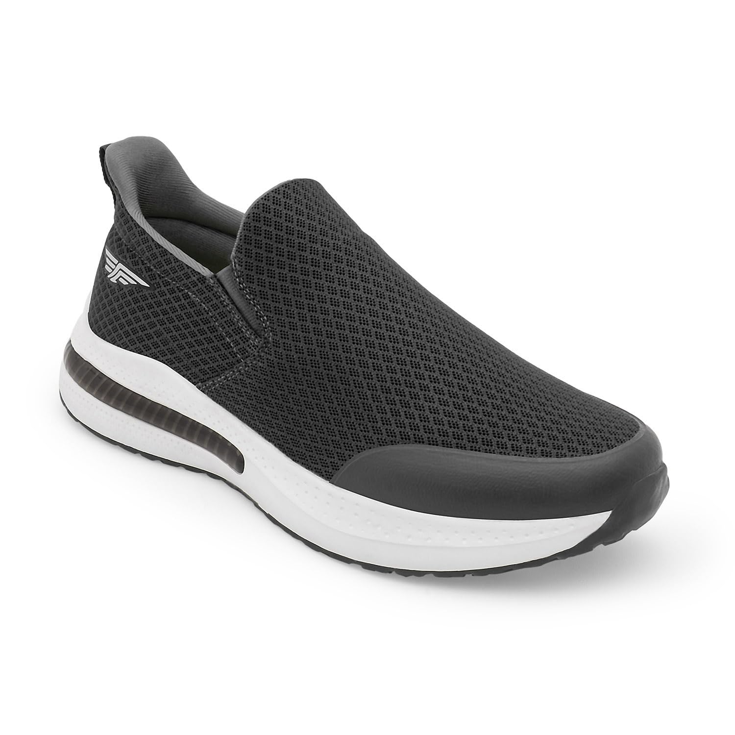 Men's Walking Shoes Black White Mesh Round Toe Slipon