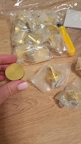 12 Pomelli Rotondi A Fungo Dorati - Per Armadi E Cassetti - Con Viti E Cacciavite - Design Moderno - Foto 9