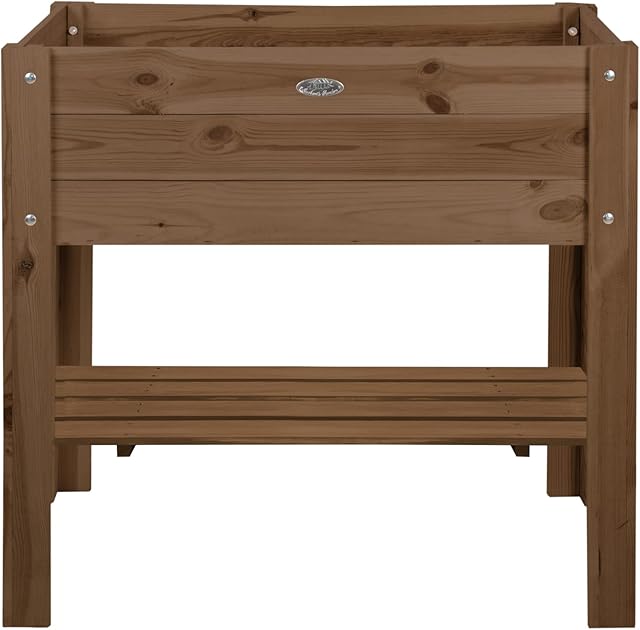 idooka Raised Wooden Planter (L80cm x W38cm x H78cm) - Raised Beds for Garden Vegetables/Fruit/Flowers/Plants/Herbs - Raised Planter Made of FSC Certified Pinewood, Polypropylene and Stainless Steel