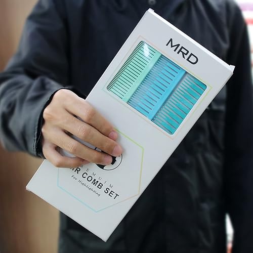 Miniatura 7 de Juego de peine de resaltado de alta calidad, 3 tamaños, estilo profesional con cola de rata, peine de nailon resistente al calor para peluquería