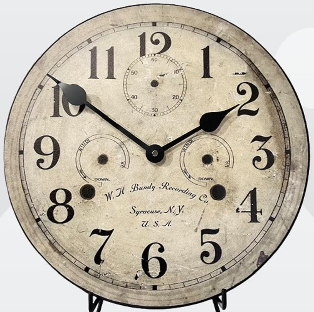 Bundy Wall Clock | Ultra Quiet Quartz Mechanism | Hand Made in USA Beautiful Crisp Lasting Color | Comes in 8 Sizes | 12 Inch