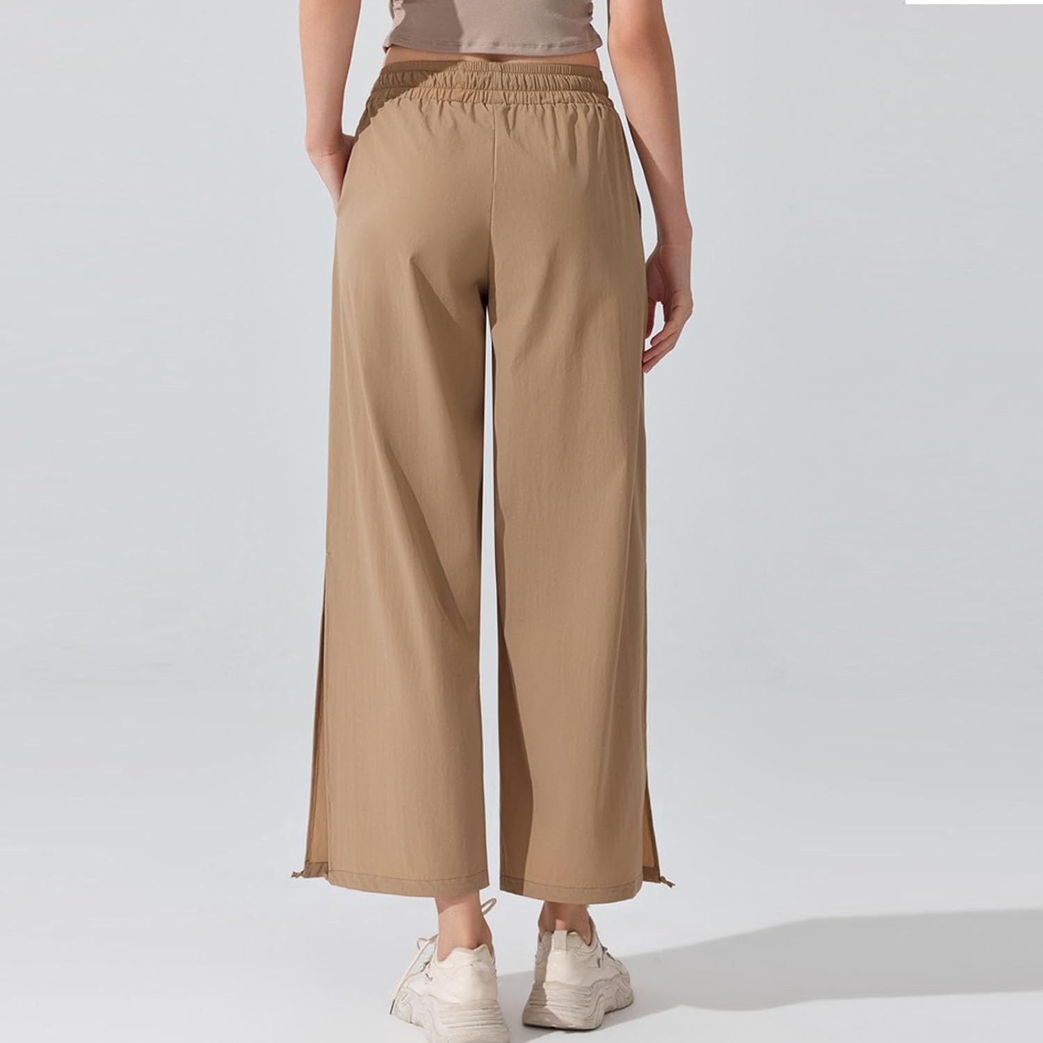 Womens Baggy Wide Leg Palazzo Pants Casual Loose Fashion Drawstring Elastic Waisted Lounge Trousers with Pockets