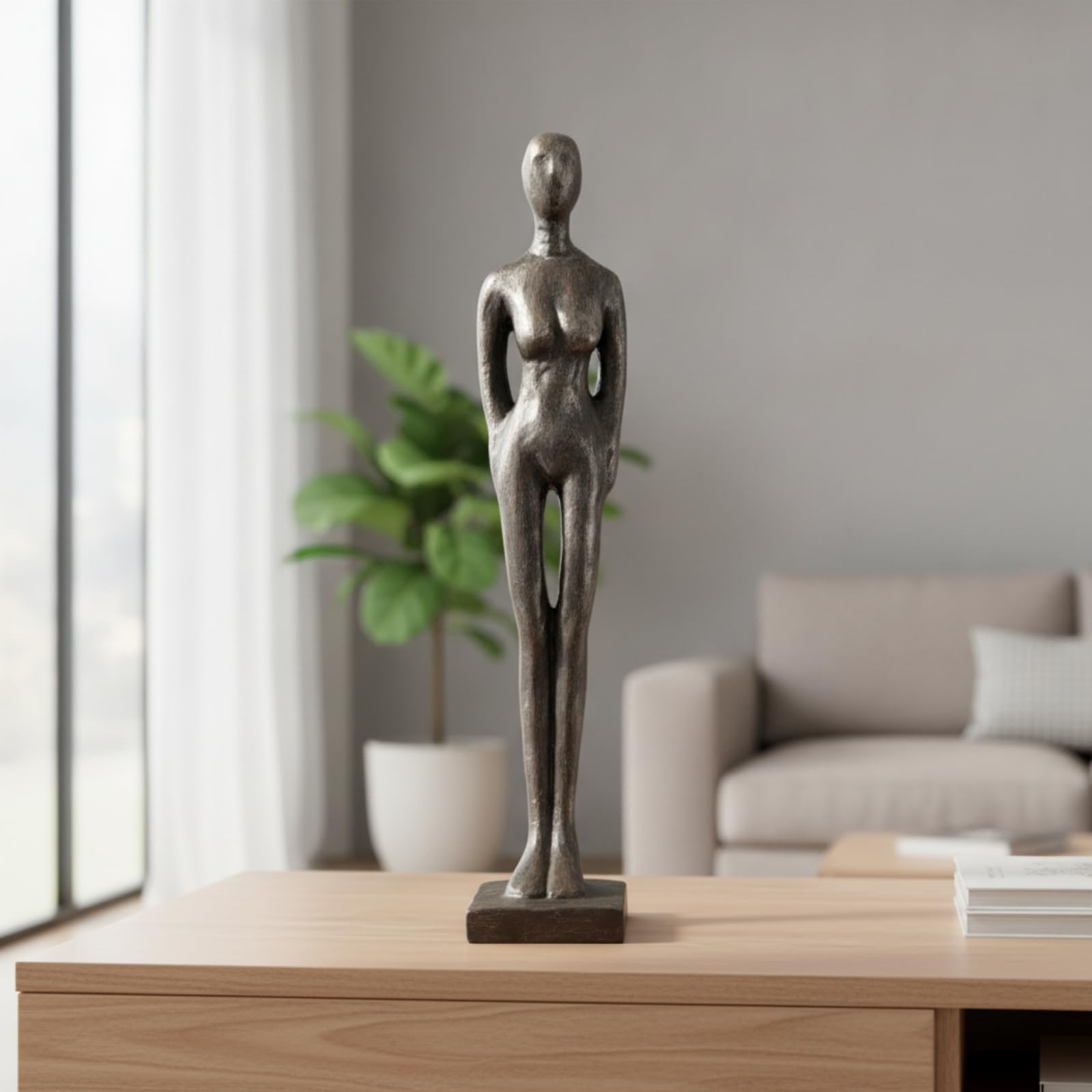 Baoblaze Escultura Figura Humana corativa | Diseño Abstracto Morno, Silueta Alargada Elegante, coración, para Salón, Estantería, Oro, 39CM