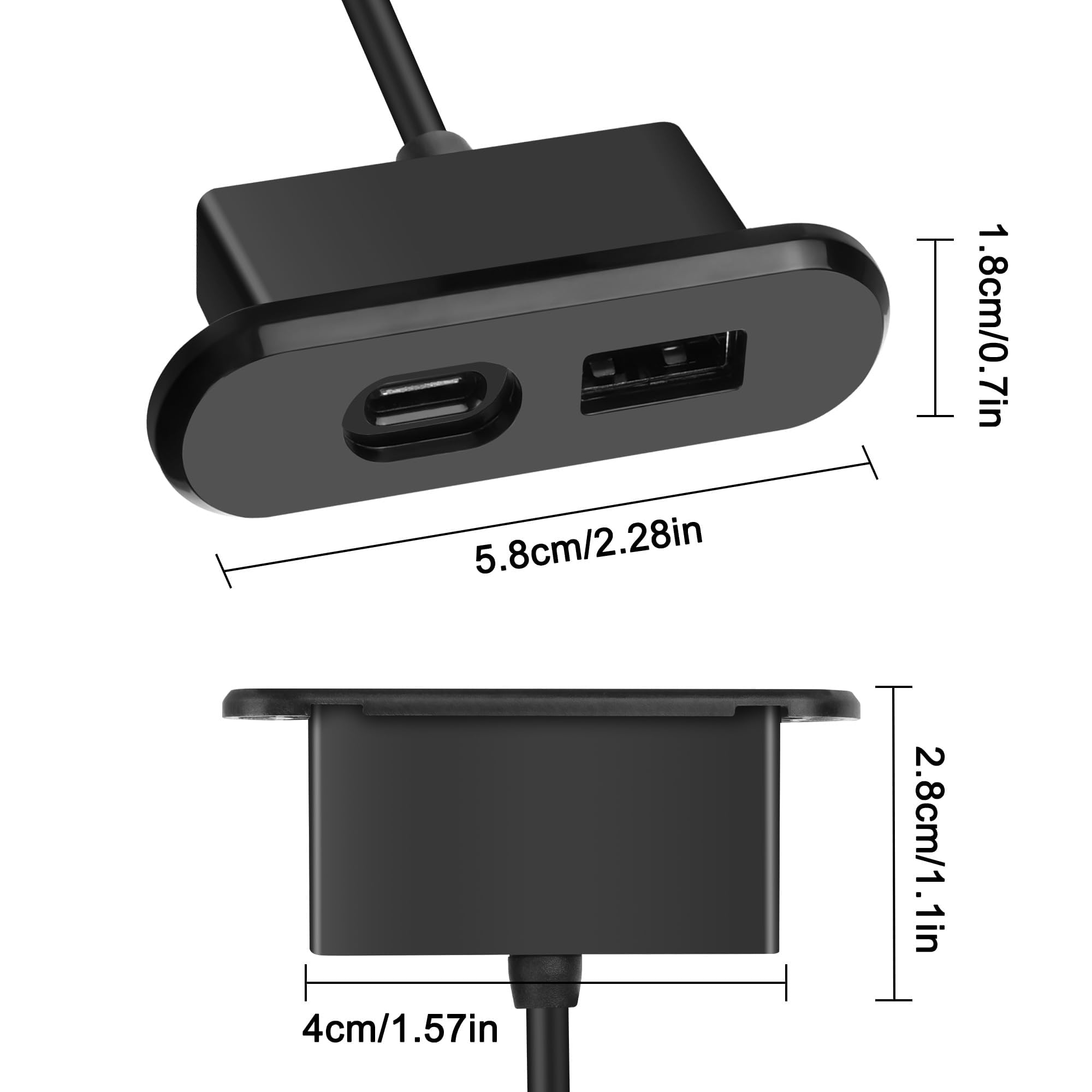 XMSJSIY Gniazdo zasilania biurkowego USB C, 5 V/2 A, USB typu A, typ C, wbudowany port ładowania, telefon, ładowarka biurkowa, stacja na sofę, stół, stolik nocny, stół warsztatowy, biuro, dom, 1,2 m
