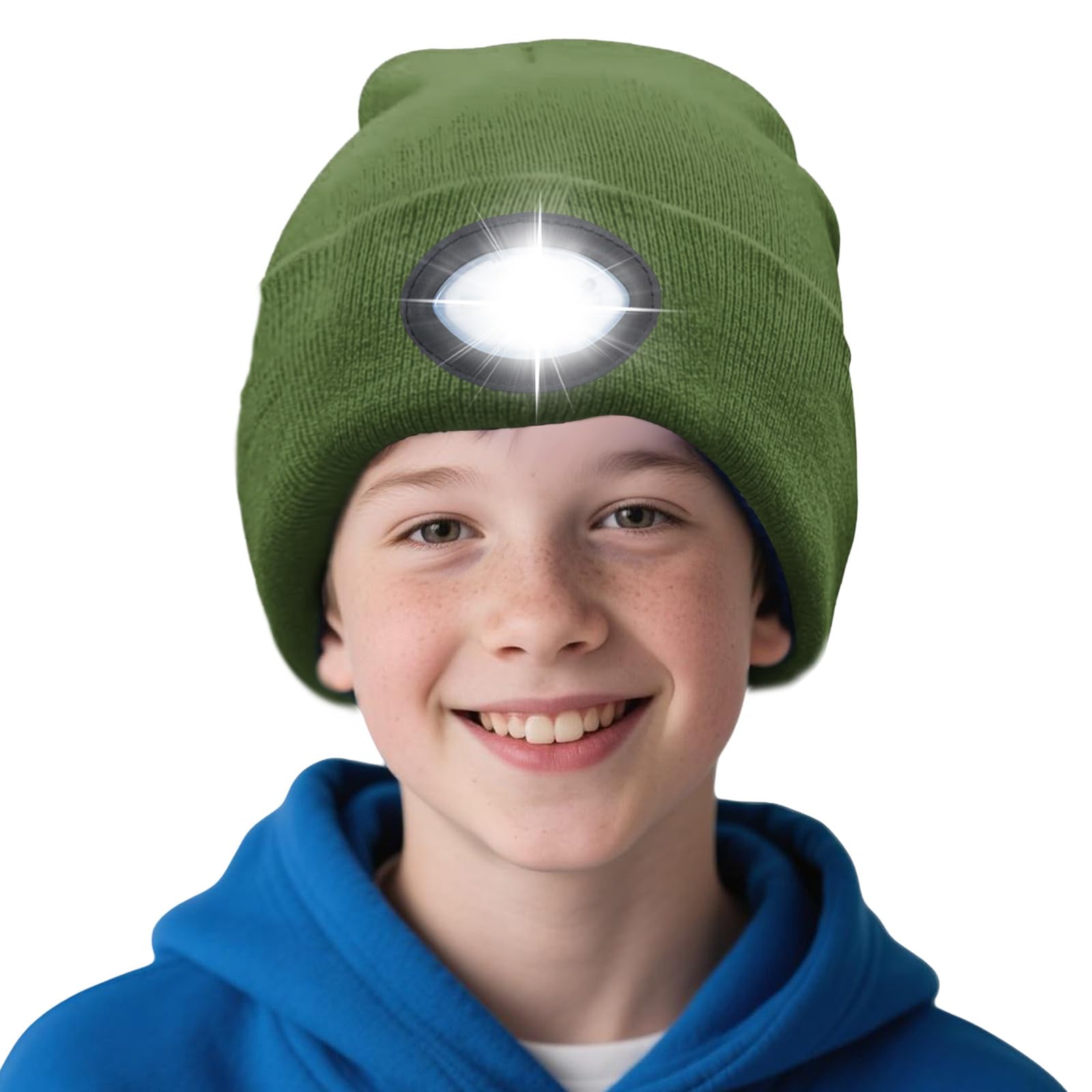 AWSOLAR Mütze mit LED Licht Kinder Erwachsener, Wiederaufladbare Winter Warm Mütze mit Licht Kinder Erwachsener für Jogger, Camping, Geschenke, Laufen