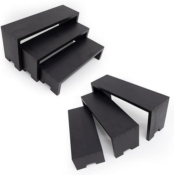 Amazon.com: Varbonia Wood Display Risers Set - 2 x 3-Tier Rectangular ...