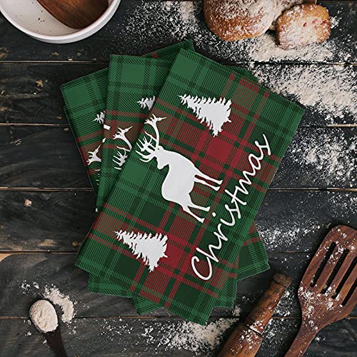 Funnywall88 Kitchen Towels Or Dish Towels, Merry Christmas Tree Xmas Reindeer 18 X 28 Inches Kitchen Hand Towels For Mom Or Tea Towels, Set Of 1 Cotton Dishtowels And Dishcloth For Bathroom Decor #TOP1