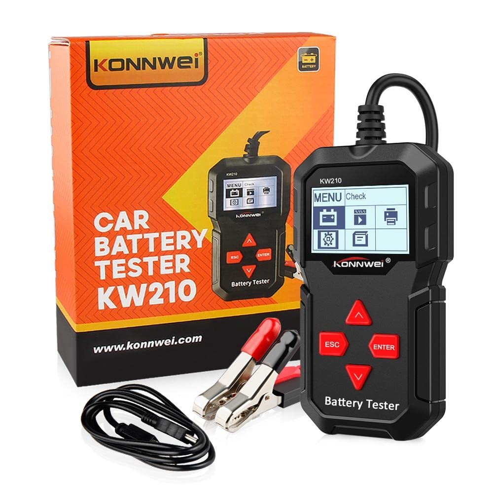 KONNWEI Car Battery Taster 12V Load Tester KW210 100-2000 CCA 220AH Professional Automotive Alternator Digital Analyzer Waveform Voltage Test Tool with STM-32 Chip for Car Truck Motorcycle Boat Yacht