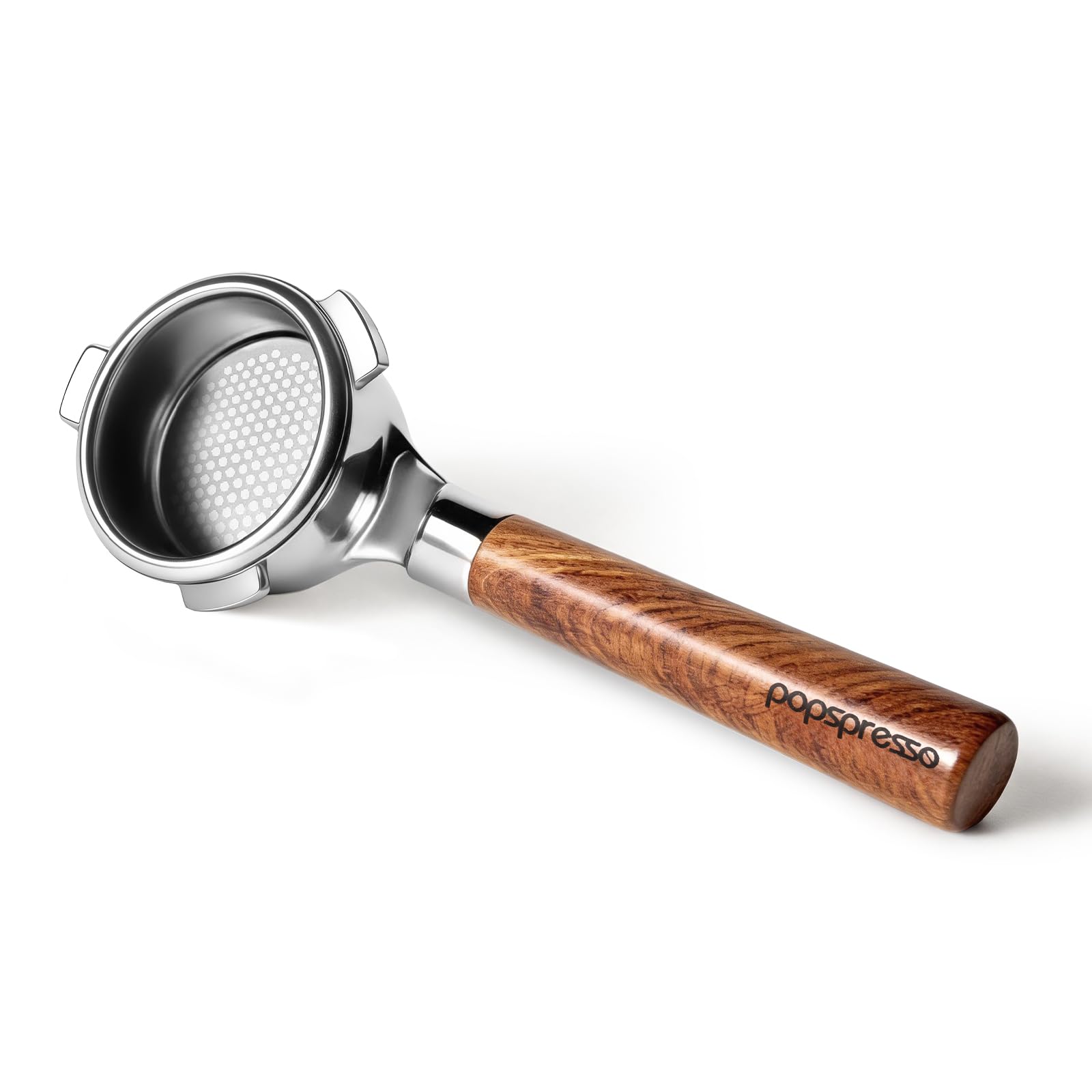 54mm Bottomless Portafilter with Walnut Wood Handle & Filter Basket, Compatible with 54mm Breville Barista Series, Professional Espresso Accessory for Baristas