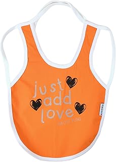 مريلة قطنية للبنات مزينة بتصميم على شكل قلوب من ميكس اند ماكس - لون برتقالي وأبيض