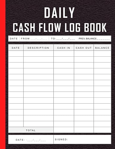 Daily Cash Flow Log Book: Large Daily Cash Book and Financial Record Journal | Petty Cash Ledger Book | Financial Record Keeping Notebook For Business | Cash Flow Ledger Book