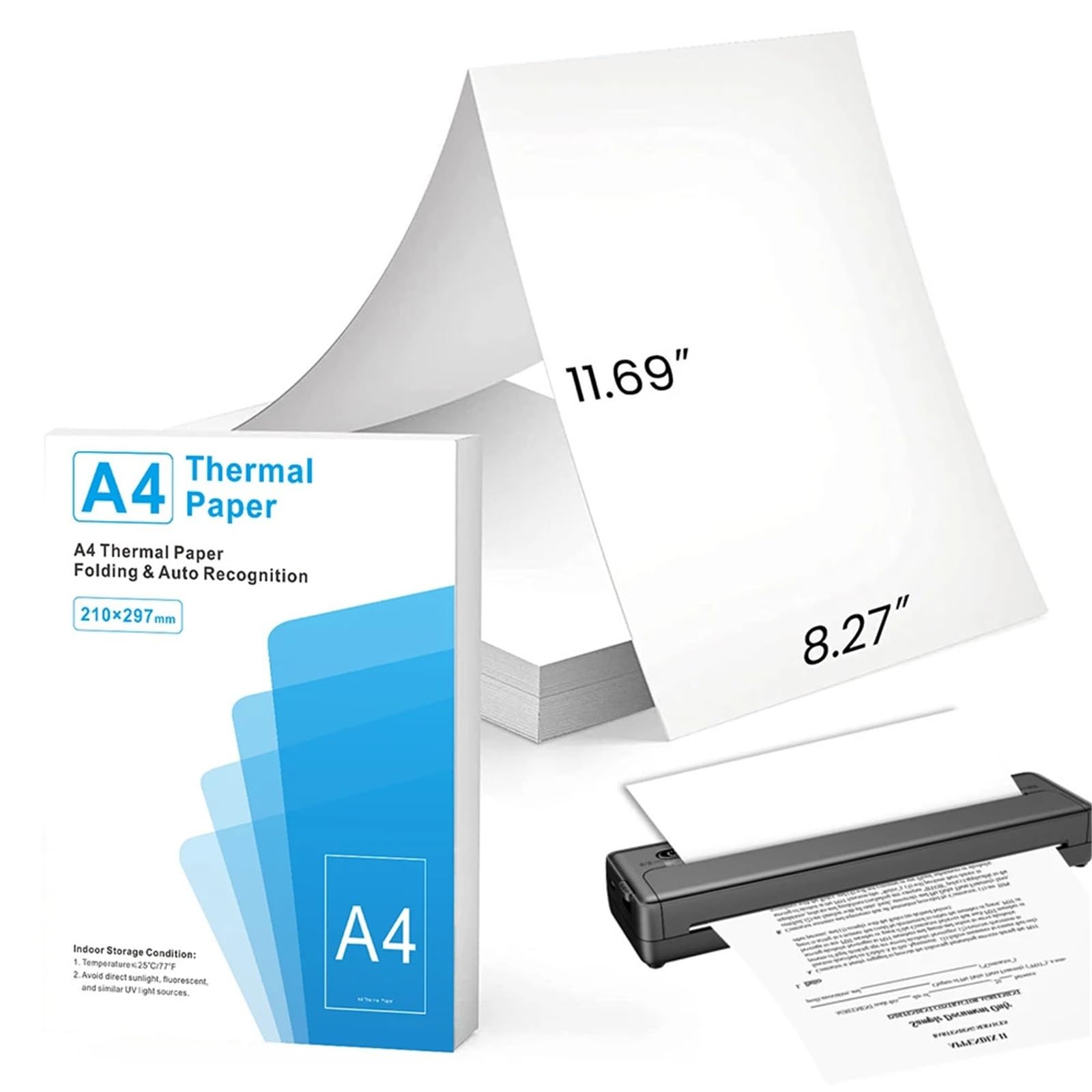Carta Per Stampante A4 100/200 fogli A4 Carta termica pieghevole Stampa continua Riconoscimento automatico Multiuso(200Pcs)