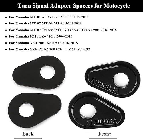 Miniatura 3 de 4 adaptadores de señal de giro de motocicleta negros para MT09 FZ 09 MT07 2014-2022 Tenere 700 2019-2021 MT-09 Tracer 900 XSR 900 YZFR3 R6 R7 2015