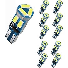 T5 wedge LED bulbs, 10 pieces, with Twist Lock fitting, 74, 70, 37, 17, 2721, PC74, PC37, LED bulbs for car interiors, indicators, dashboards, instrumentation, panels Ice Blue