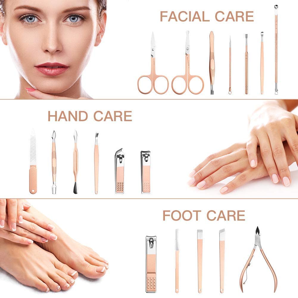 Velnest Luxury 18-Piece Manicure Pedicure Set, Complete Stainless Steel Nail Care Kit with Travel Case 4