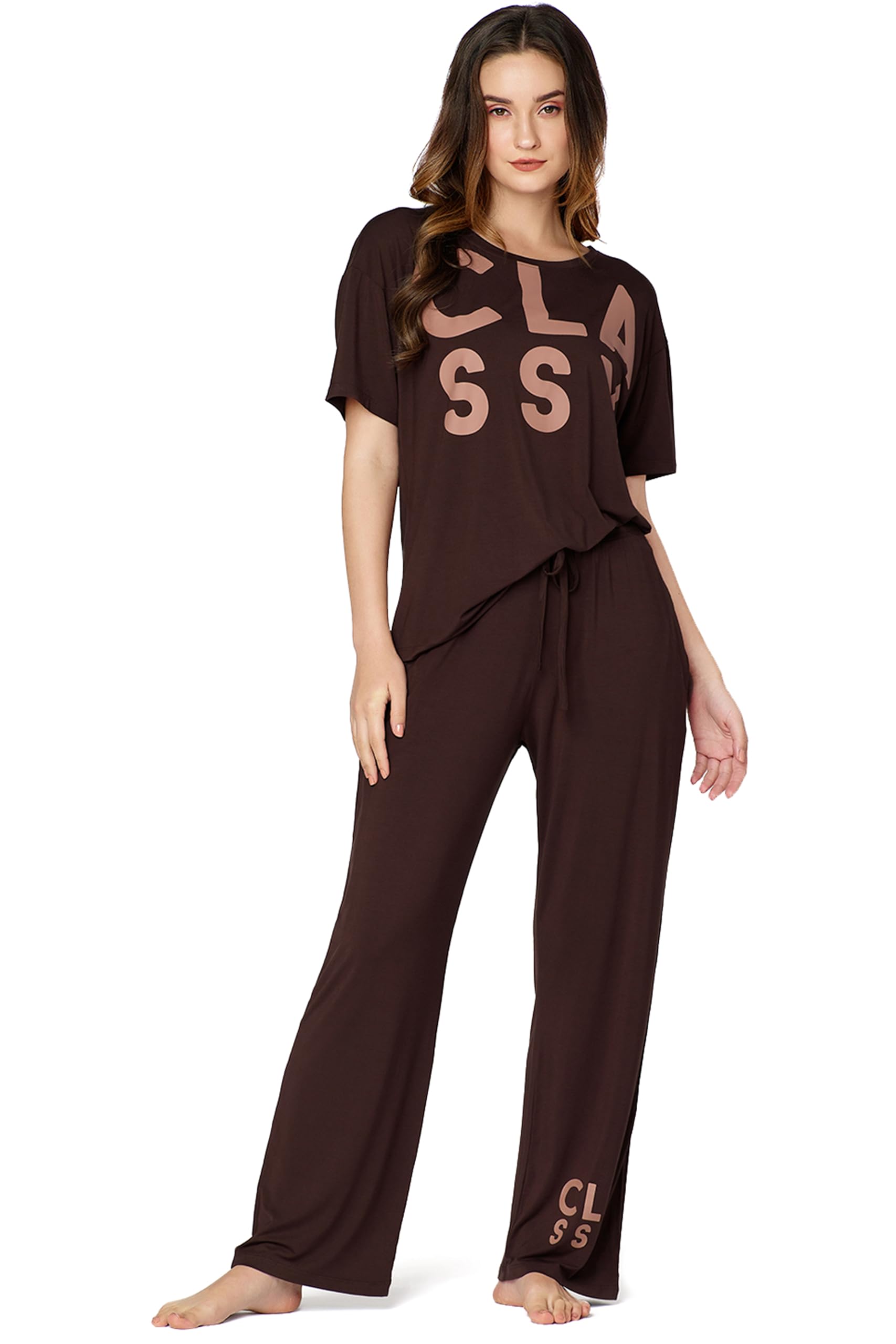 i like me Night Suit for Womens Typhography Printed Modal Night Dress of Top and Pajama Set 9375-picture-40