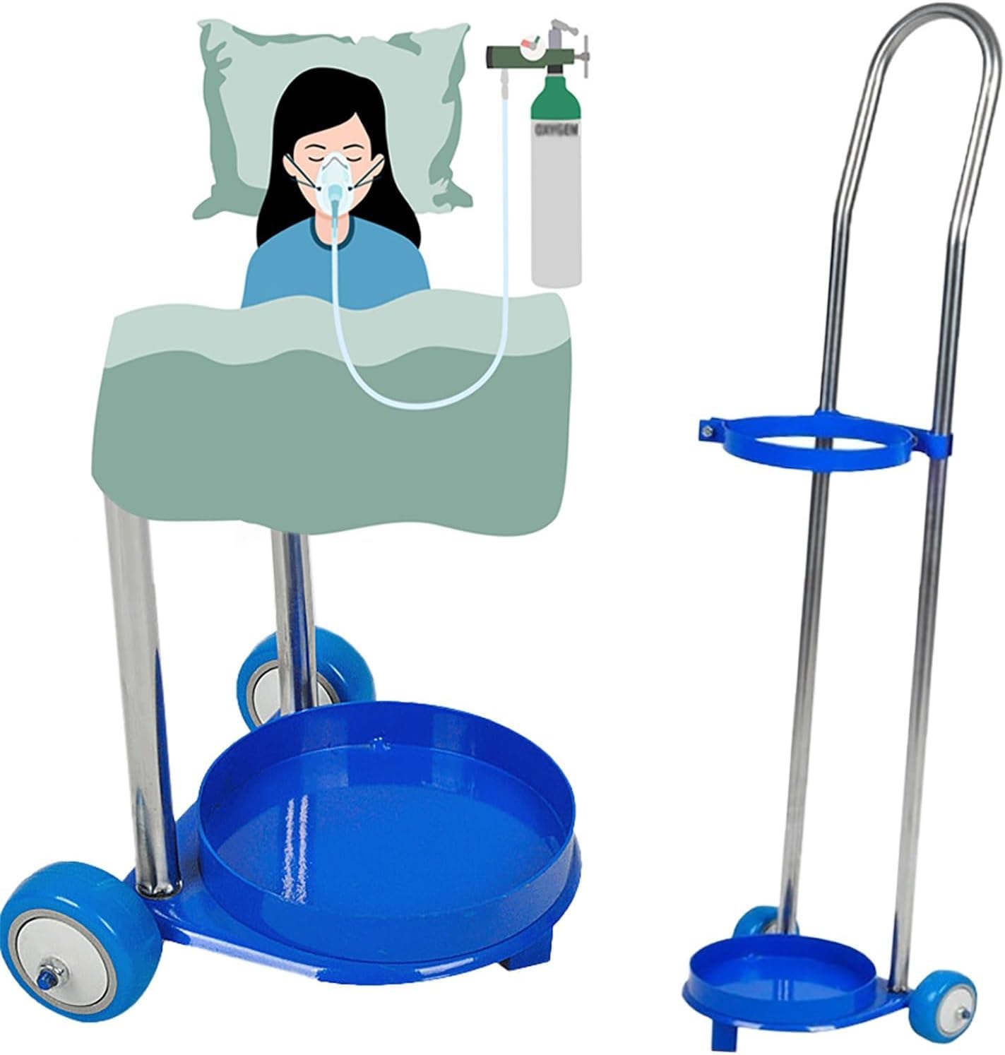 Wózek na pojedynczą butlę z azotem/wodorem/helem/acetylenem, przenośny wózek do przechowywania butli z gazem medycznym(20L 110cm(43 3/10"))