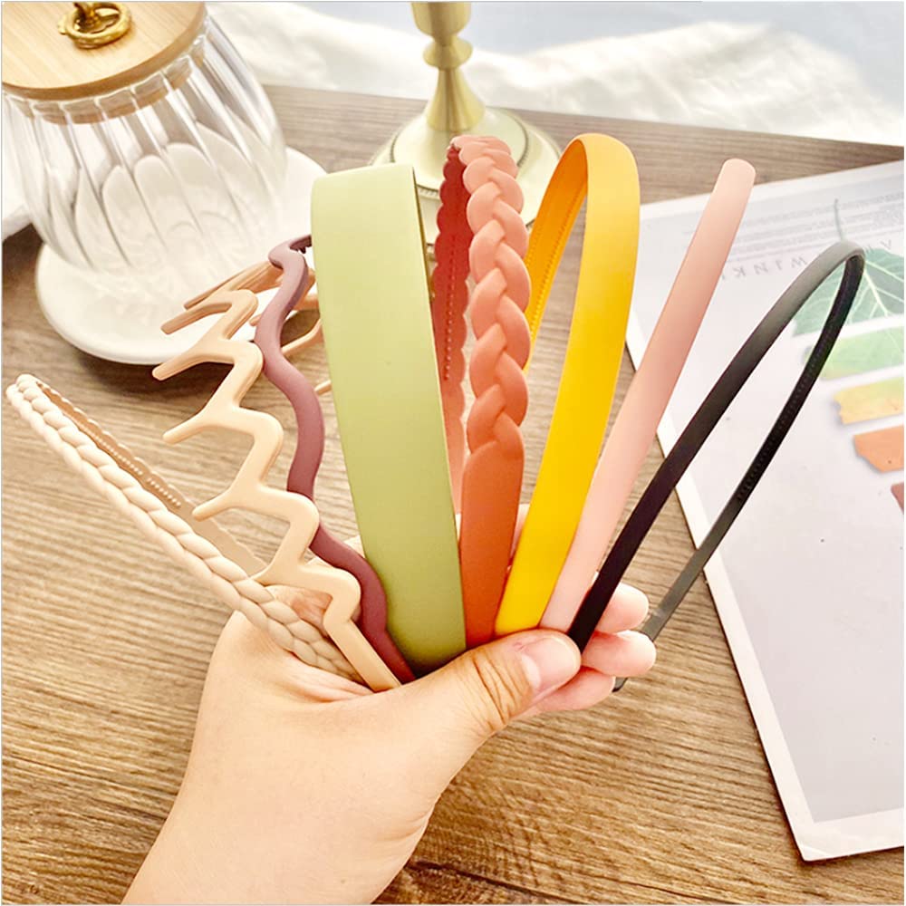 8 Pcs COMBO Headbands （Forest style）Plastic Elastic Hair Bands Wavy Hair Comb Headband DIY Headbands for Women and Girls (Multi-color)-image-29