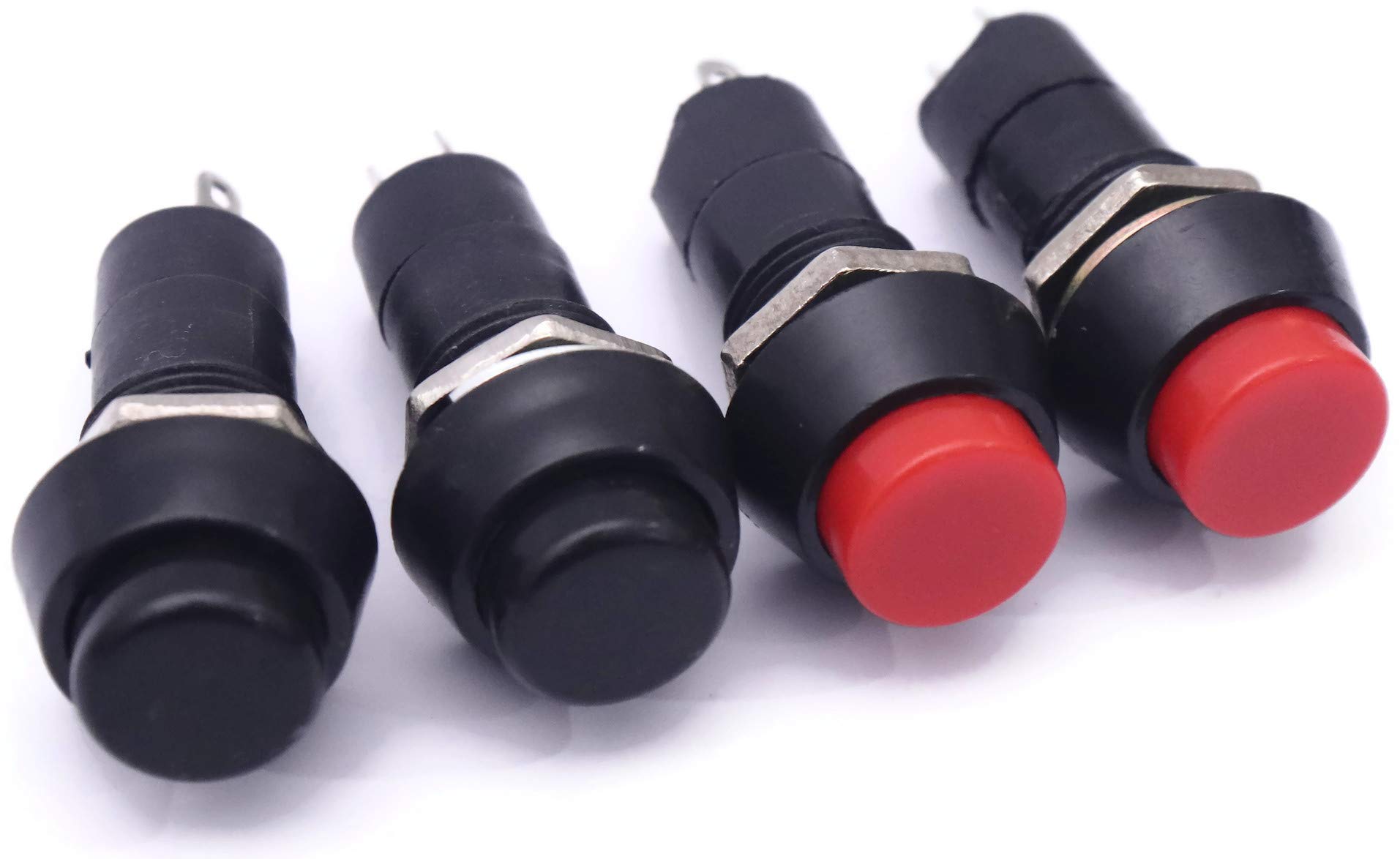 Electronic Spices BLACK AND RED On/Off 2 pin Self-Locking Latching Push Button Switch Locking Car, Boat Dashboard Pair of 2