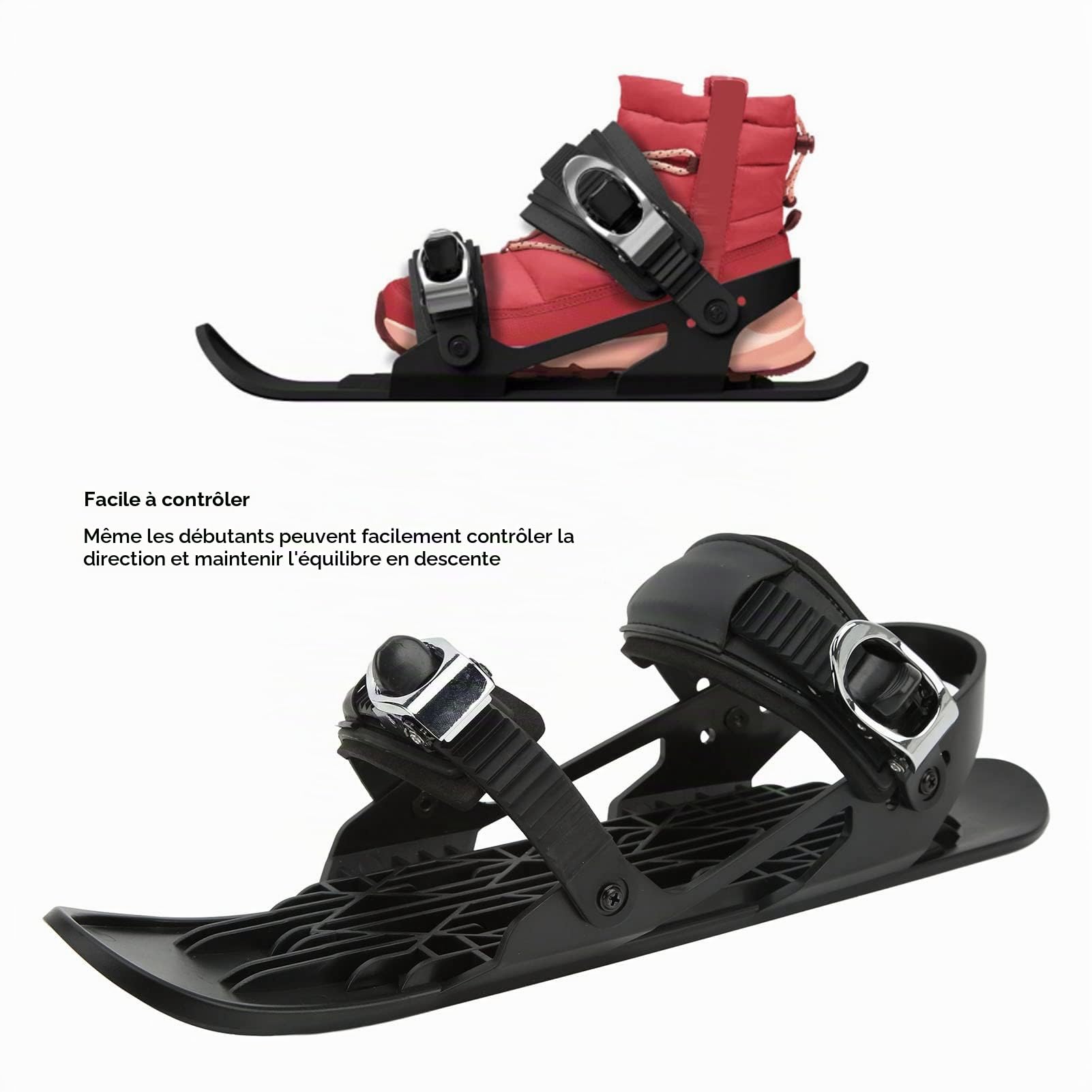 Focket Mini Patins de Ski Réglables pour la Neige, Chaussures d'Hiver, Skiboard