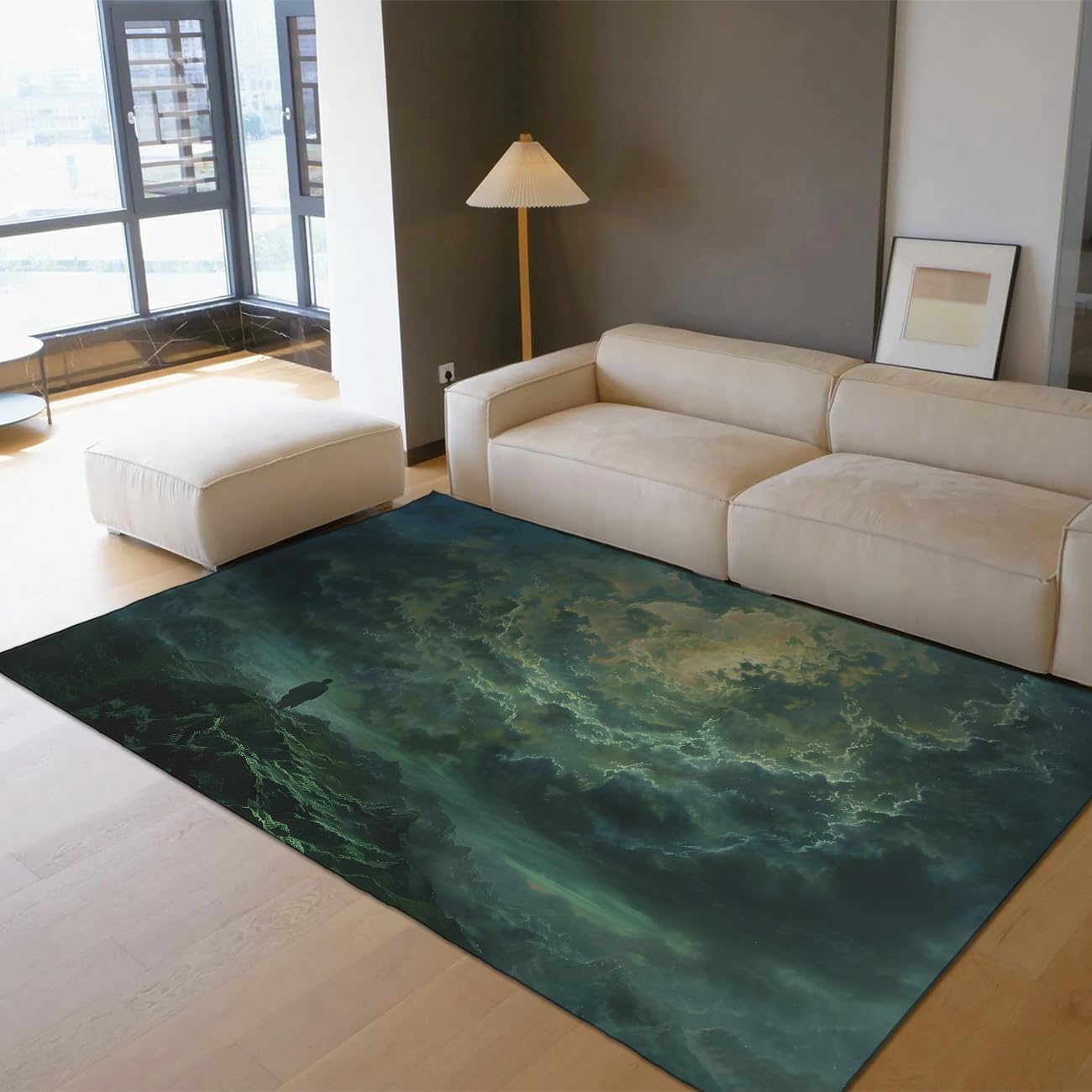 Tapis de salon 120x180cm antidérapant lavable vert contre les glissades
